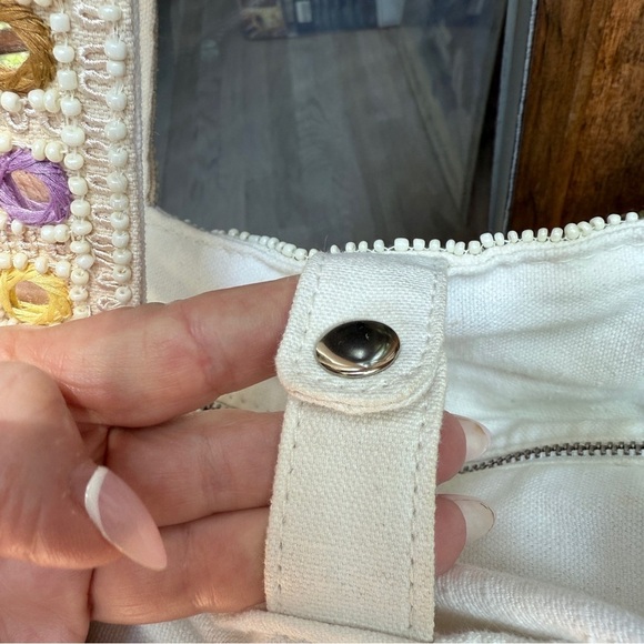 Antik Batik Bohemian Yellow and Cream Beaded Embellished Tote Bag - Picture 6 of 16